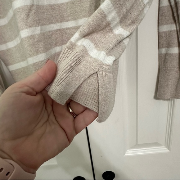 Tan and Cream/white stripe sweater - Picture 3 of 5